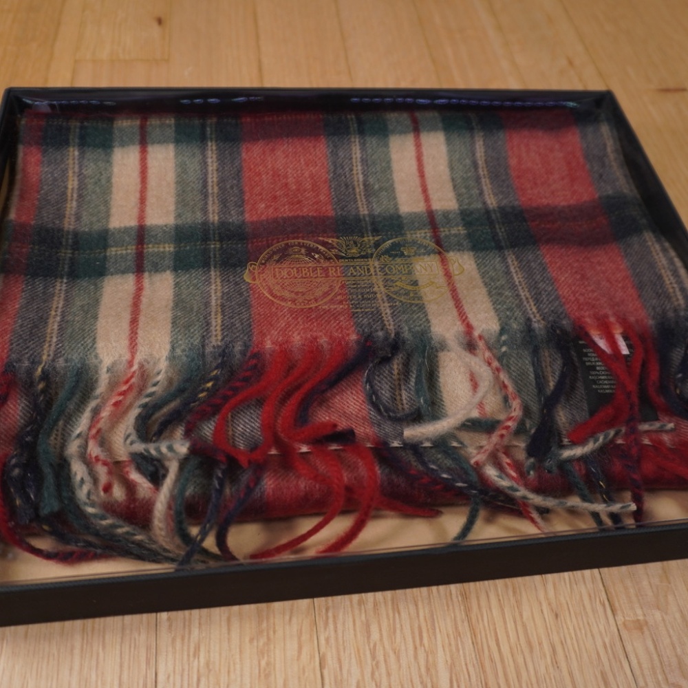 Ralph Lauren Double RL RRL Plaid Multicolor Scarf 100% Cashmere OS Brand New